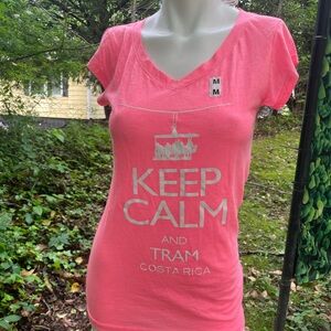Pink Graphic TeeKeep Calm and Tram Costa Rica M Medium Cotton